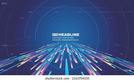 Vertically extending colorful lines and coils technology space vector background