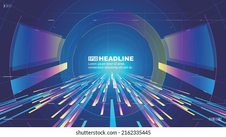 Vertically extending tunnel space metaverse technology sense vector background