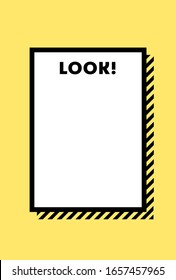 Vertically memo on Black and yellow warning Texture. Important notice, Disaster prevention or  Warning banner, sign, memo. background. 