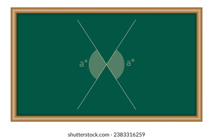 Vertically opposite angles diagram in mathematics. Vertical angles and intersecting lines. Scientific resources for teachers and students.