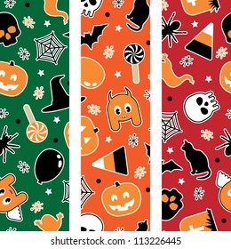 vertically seamless halloween banners in green, orange and red