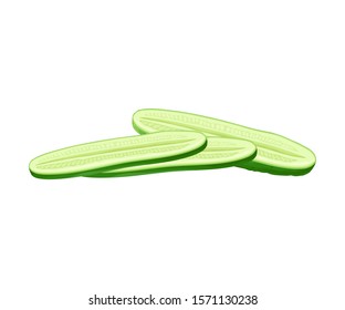 Vertically Sliced Into Parts Cucumber Vector Element