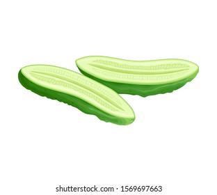 Vertically Sliced Into two Parts Cucumber Vector Element