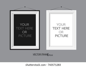 Vertical,Realistic wall hangings on a gray background. Perfect for your presentations as both text and photos. Vector illustrations