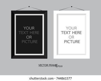 Vertical,Realistic wall hangings on a gray background. Perfect for your presentations as both text and photos. Vector illustrations
