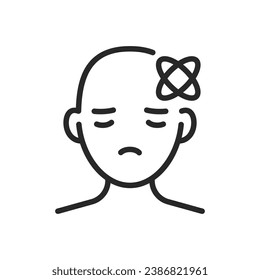 Icono de vértigo Cefalea. Signo de mareos y náuseas lineales aislados por vectores para uso médico y sanitario. Tipo de dolor de cabeza 