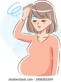 Vertigo young pregnant woman illustration