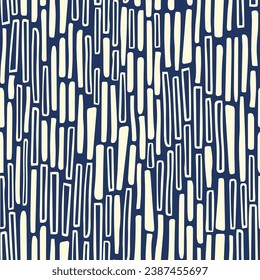 Vertikal bricks seamless repeat pattern on dark blue background. Vector geometric shapes all over surface print.