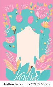 vertikal floral seamless pattern with many decorative flowers, leaves and twigs. abstractFor fashion fabrics, notebook, postcards, templates and scrapbooking. Vector illustration. pastel watercolor