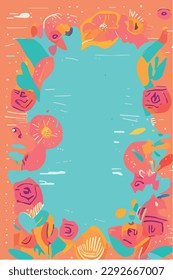 vertikal floral seamless pattern with many decorative flowers, leaves and twigs. abstractFor fashion fabrics, notebook, postcards, templates and scrapbooking. Vector illustration. pastel watercolor