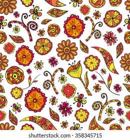Vertor background endless texture with flowers pattern for wallpaper