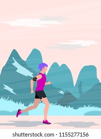 Vertor illustration of young man running, athletes running, flat desing