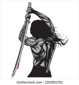 Vertor of the life-hunting ninja is beating his enemies, this vector is very good and suitable for design references