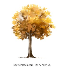 Vertor set of autumn tree,plants side view for landscape elevation and section,eco environment concept design,watercolor ginkgo tree illustration,colorfull
 season