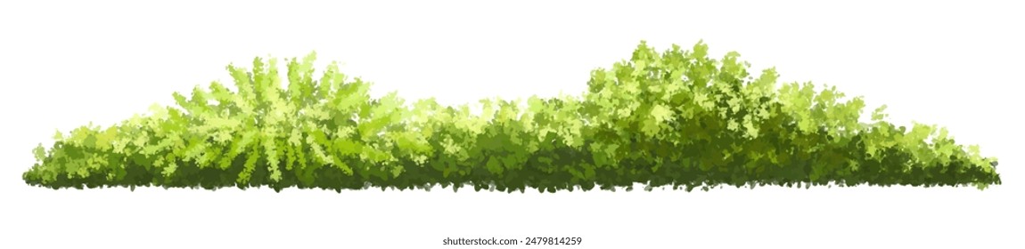 Vertor set of green tree,plants side view for landscape elevations,element for backdrop,eco environment concept design,watercolor greenery scene