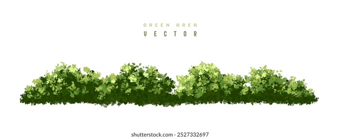 Conjunto de vector de árbol verde, vista lateral de plantas para elevaciones de paisaje, elemento para telón de fondo, diseño de concepto de medio ambiente ecológico, escena de verdor de acuarela, arbusto