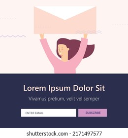 vertor template with subscribe and woman with envelope