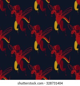 Very abstract animal. Seamless pattern. Vector line art.