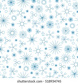 very abstract seamless snow fall background colored with blue stars