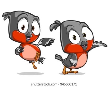 Very adorable birds character set with different poses and emotions isolated on white background
