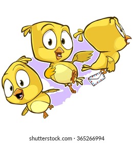 Very Adorable Yellow Cartoon Bird Character Stock Vector (royalty Free 