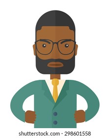 A very angry boss. Deadline and work Relationships business concept. A Contemporary style. Vector flat design illustration isolated white background. Vertical layout.