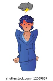 very angry business woman, original vector illustration