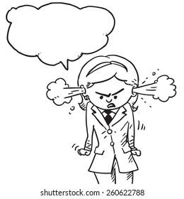 Very angry businesswoman speaking