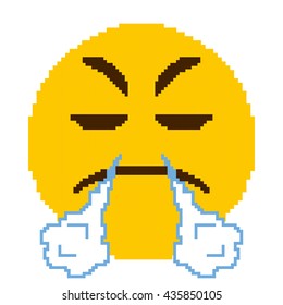 Very Angry Cartoon Face Pixel Art Vector