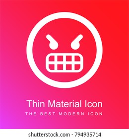 Very angry emoticon square face red and pink gradient material white icon minimal design