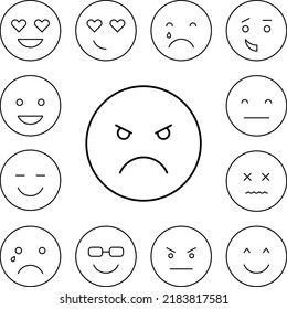 Very angry, emotions icon in a collection with other items