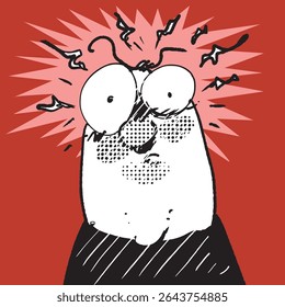 muito irritado homem desenho animado estilo ilustração vetor