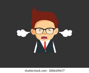 Very Angry Office Person Flat Vector Cartoon Illustration 019