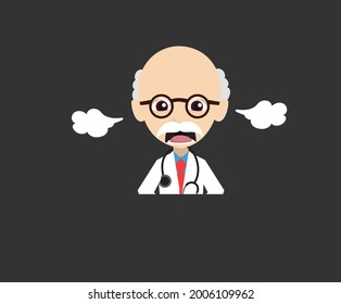 Very Angry Physician Flat Vector Cartoon Illustration