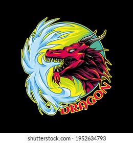 Very angry red dragon illustration