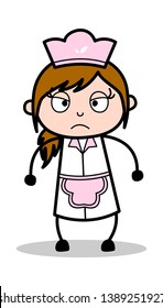 Very Angry - Retro Cartoon Waitress Female Chef Vector Illustration