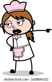 Very Angry- Retro Cartoon Waitress Female Chef Vector Illustration