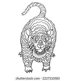 very angry scary tiger hand drawn vector