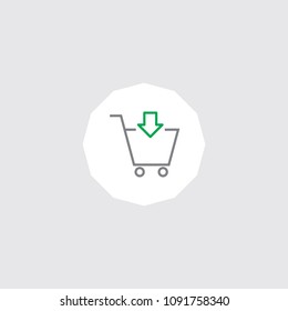 Very Attractive Editable Colored Line shopping cart with down arrow  icon. Eps-10.