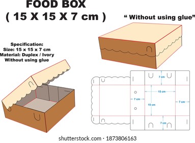 very attractive lunch box.  box size 15 x 15 x 7 cm.  box assembled without using glue.