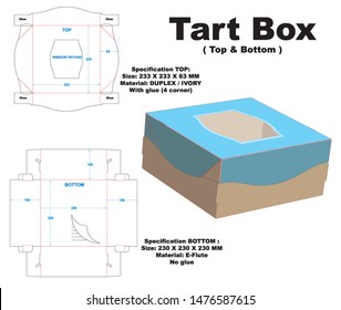 A very attractive & strong top bottom tart cake box. Box size 230 x 230 x 105 mm