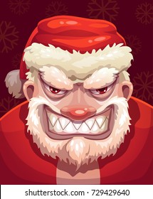 Very bad Santa face. Scary Santa Claus face.