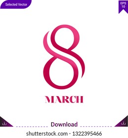 very beautiful 8 march women day greeting poster editable stroke. EPS10 format vector illustration