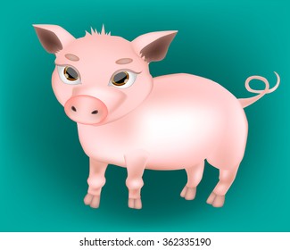 Very beautiful  baby pig. Vector 3D