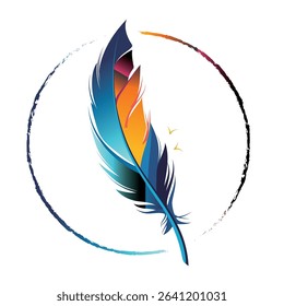 A very beautiful bird feather, An element for creating wildlife branding, An idea for company logo