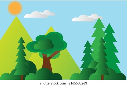 very beautiful cardboard forest scenery with very enchanting colors