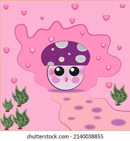  very beautiful cartoon mushroom is 2022 background vector