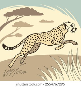 very beautiful cheetah running vector