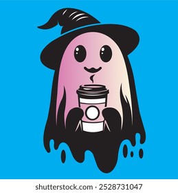 Very beautiful and colorful halloween ghost vector design, very suitable for halloween events