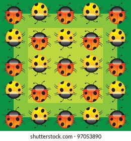 Very beautiful composition from animated beautiful ladybirds. Vector illustration. isolated on white background, EPS8, all parts (object)  closed, possibility to edit, without transparence.